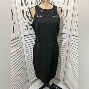 Karen Millen Black Sleeveless Floral Embroidery Cutout Detail